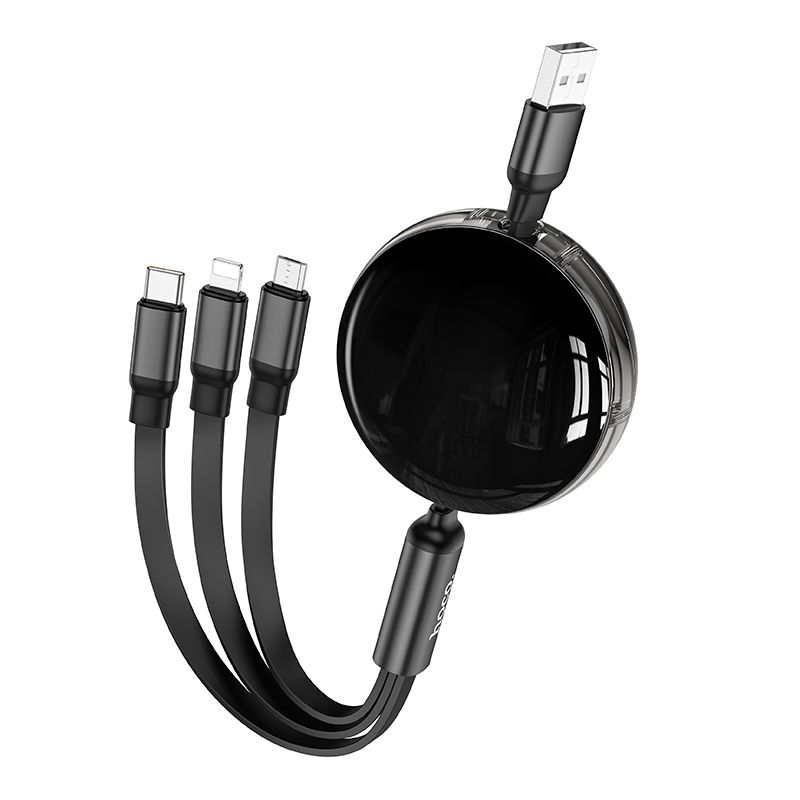 HOCO 3in1 USB A – Lightning / Micro USB / Type C 2A X78 1 m fekete kábel
