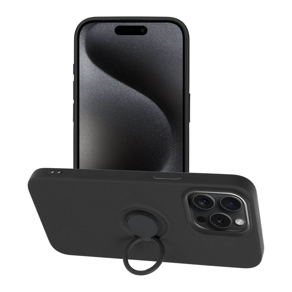 SILIKON GYŰRŰS tok IPHONE 15 Pro Max fekete