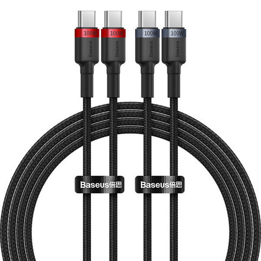 BASEUS Type C to Type C PD 5A 100W Cafule kábel 2 db 2 m fekete-piros és fekete-szürke