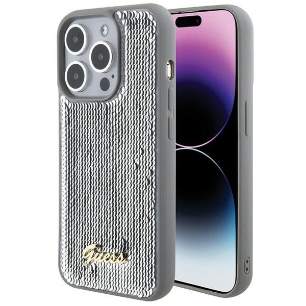 KARL LAGERFELD tok IPHONE 15 Pro GUHCP15LPSFDGSS (Flitteres Fém) ezüst