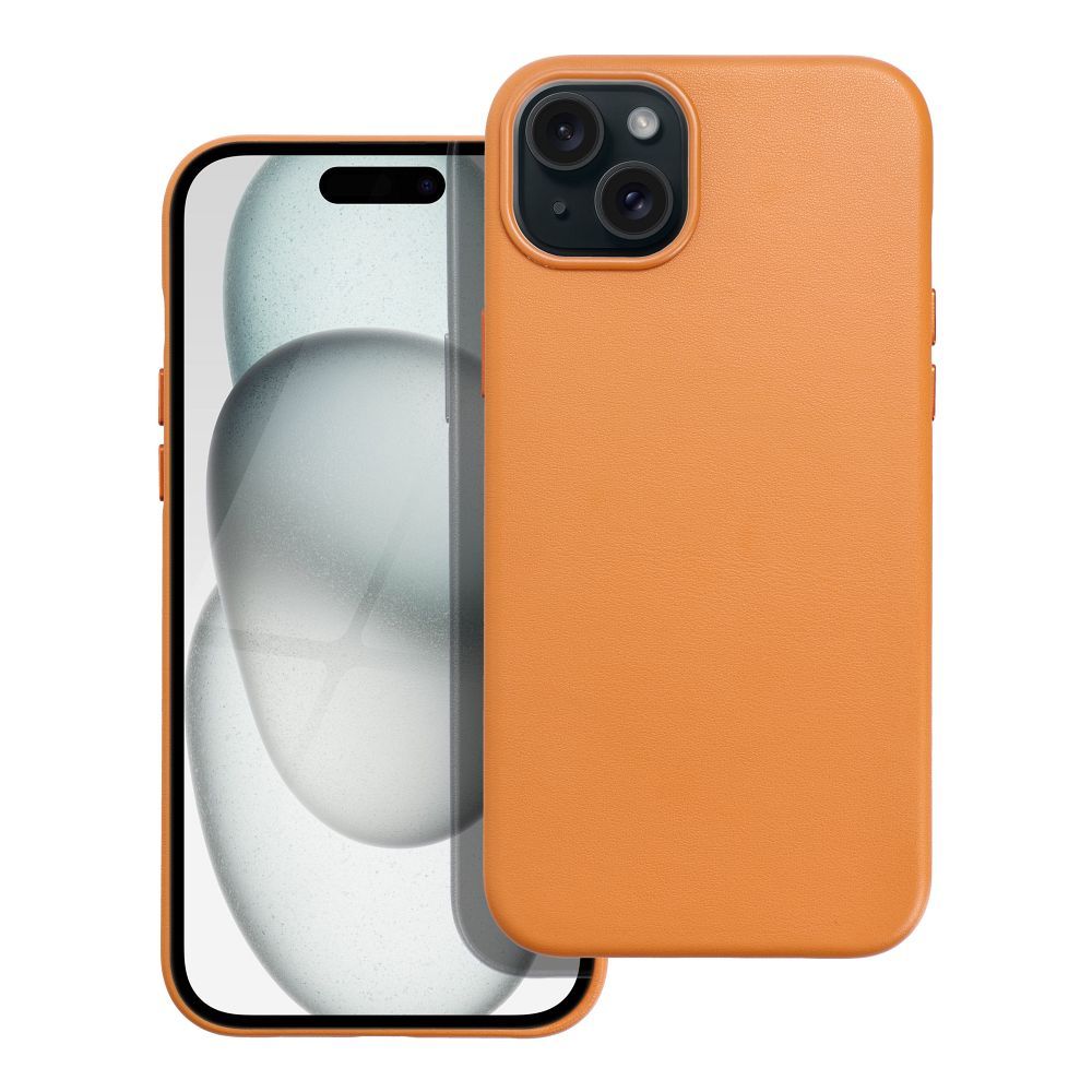 Bőr MAG COVER tok IPHONE 15 Plus narancssárga