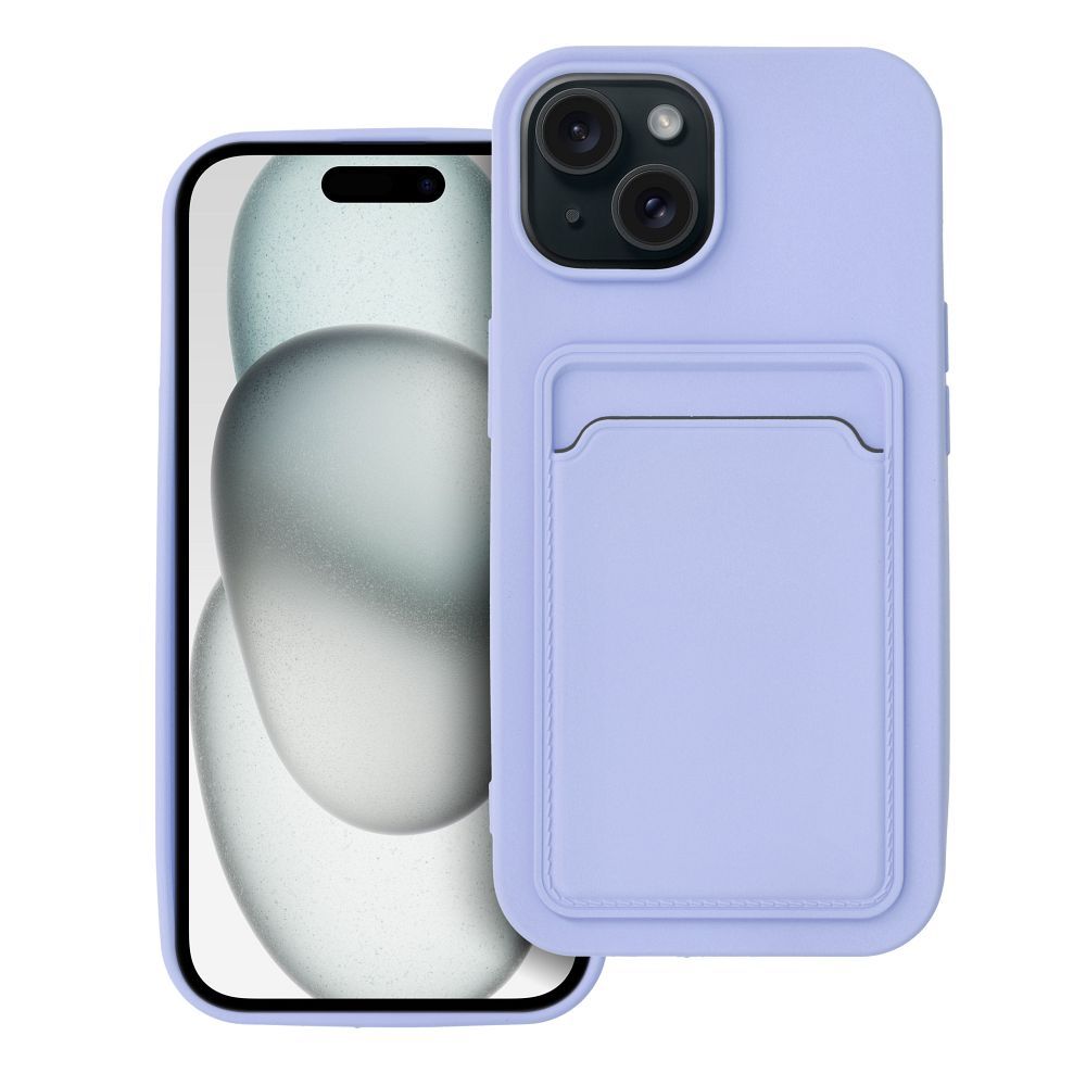 Kártyatartós szilikon tok IPHONE 15-höz, lila