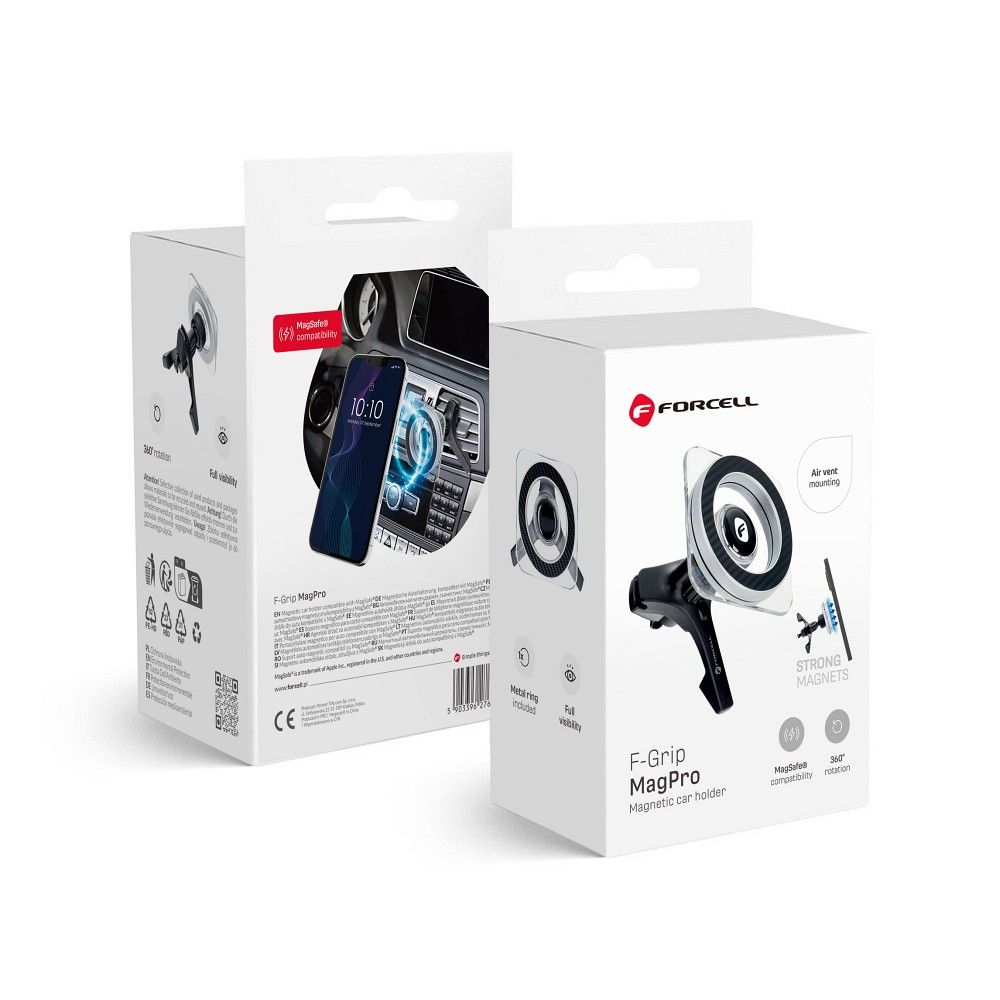 FORCELL F-GRIP Mag Pro autós tartó telefonhoz légkondicionáló szellőzőre, MagSafe kompatibilis, univerzális fekete