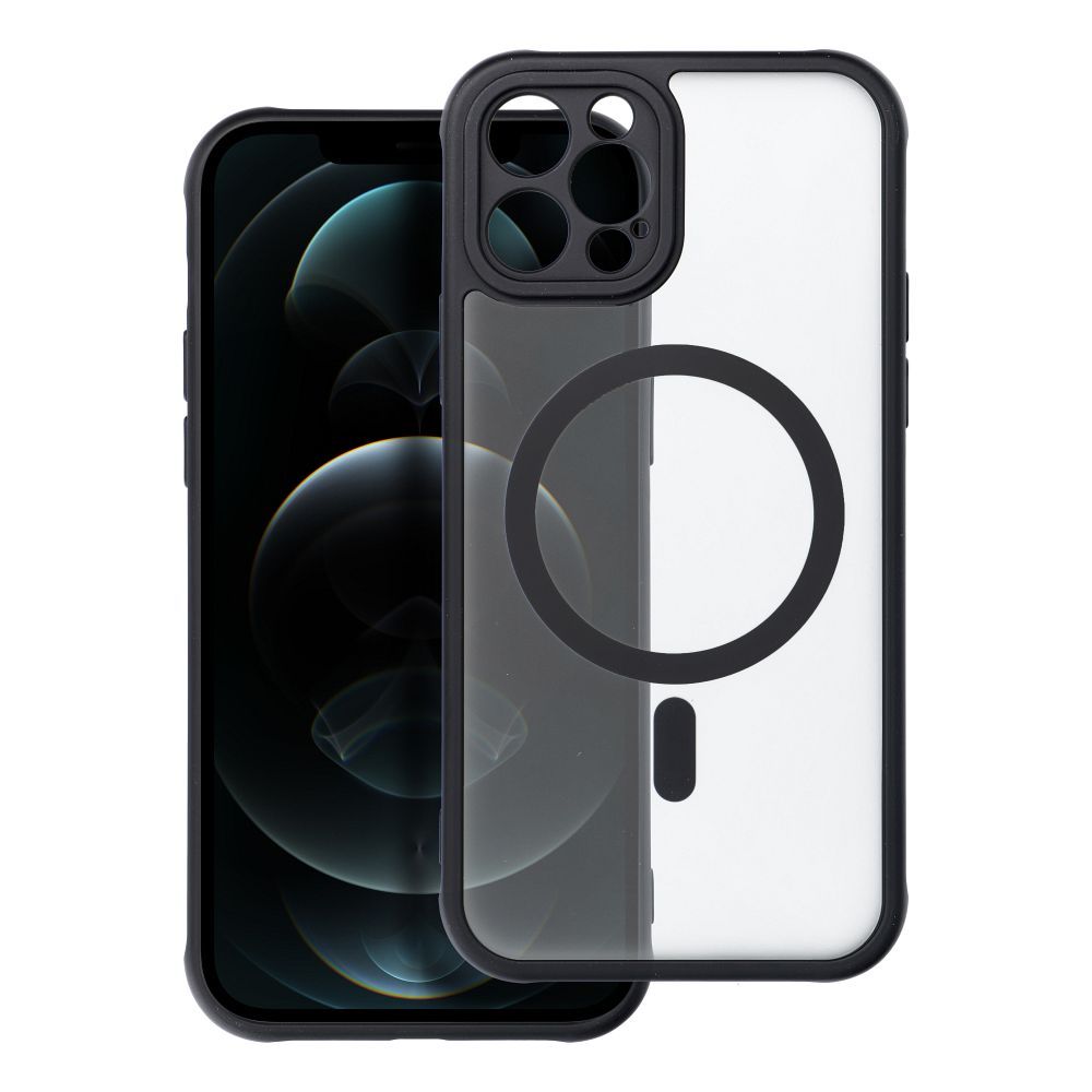Teljes Matt Mag Cover tok MagSafe kompatibilitással IPHONE 12 Pro-hoz fekete
