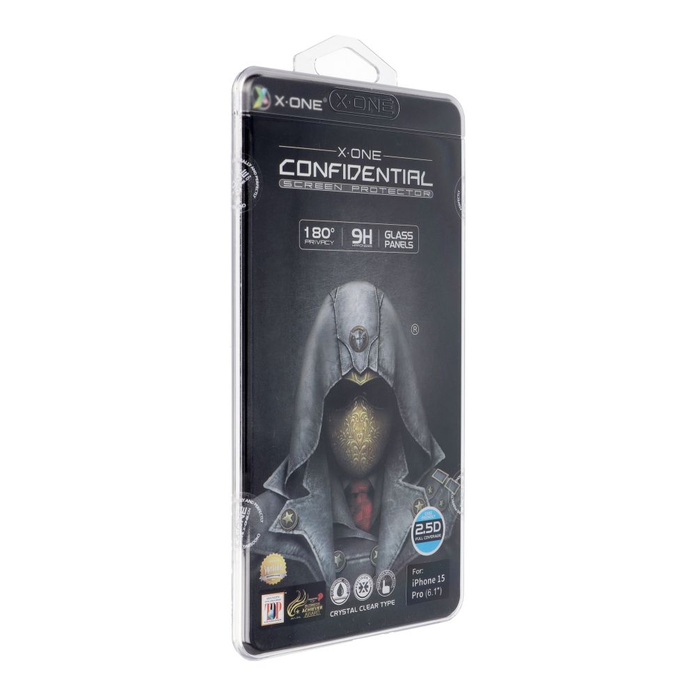 X-ONE Full Cover Extra Strong Privacy – for Apple 15 Pro (full glue) tempered glass 9H