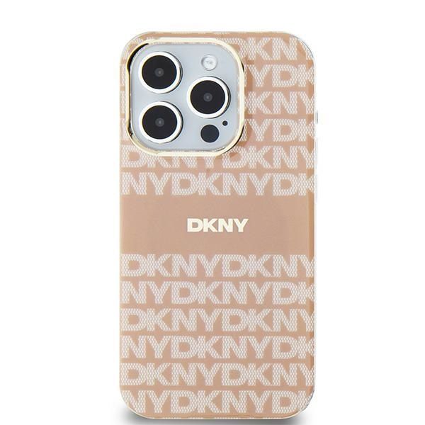 DKNY tok IPHONE 11-hez, MagSafe kompatibilis DKHMN61HRHSEP (DKNY HC MagSafe PC TPU Ismétlődő Textúra Mintával és Csíkkal) rózsaszín