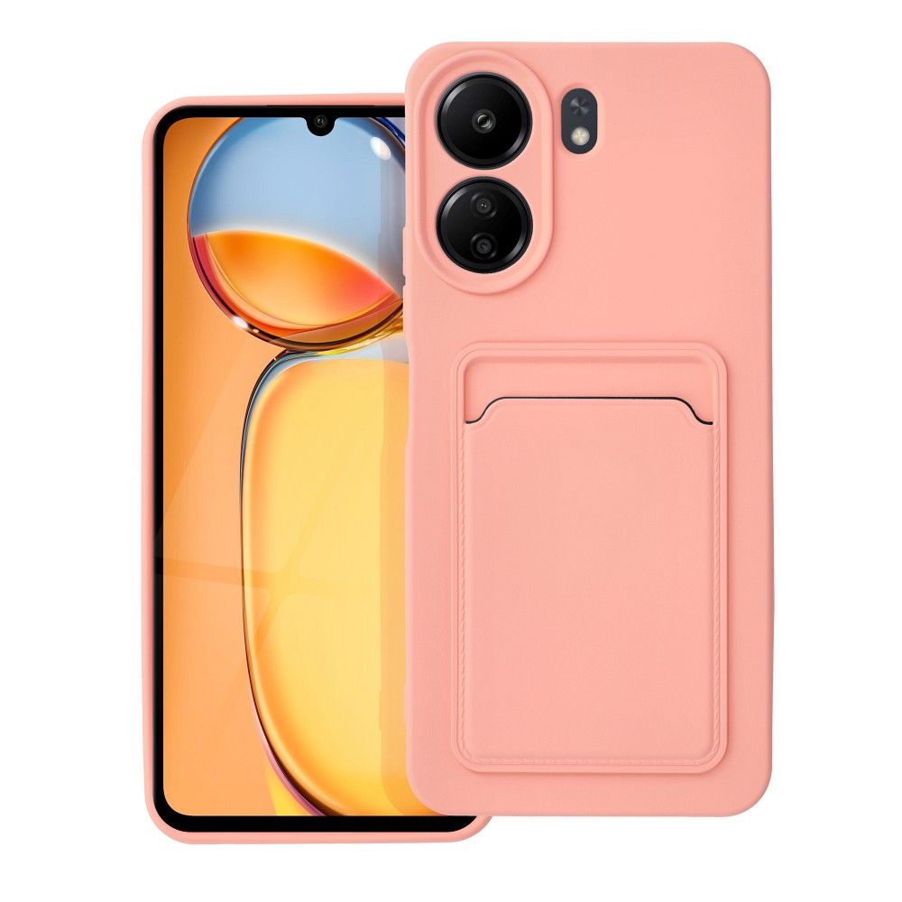 Kártyatartós szilikon tok XIAOMI Redmi 13C / POCO C65 rózsaszín