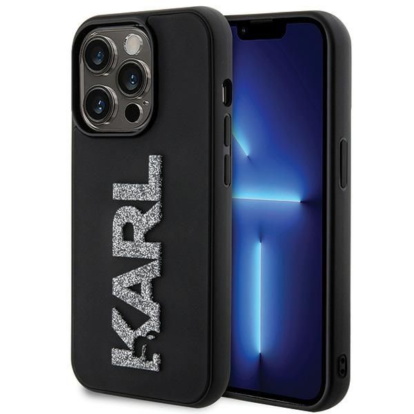 KARL LAGERFELD tok IPHONE 15 Pro KLHCP15L3DMBKCK (3D Logo Glitter) fekete