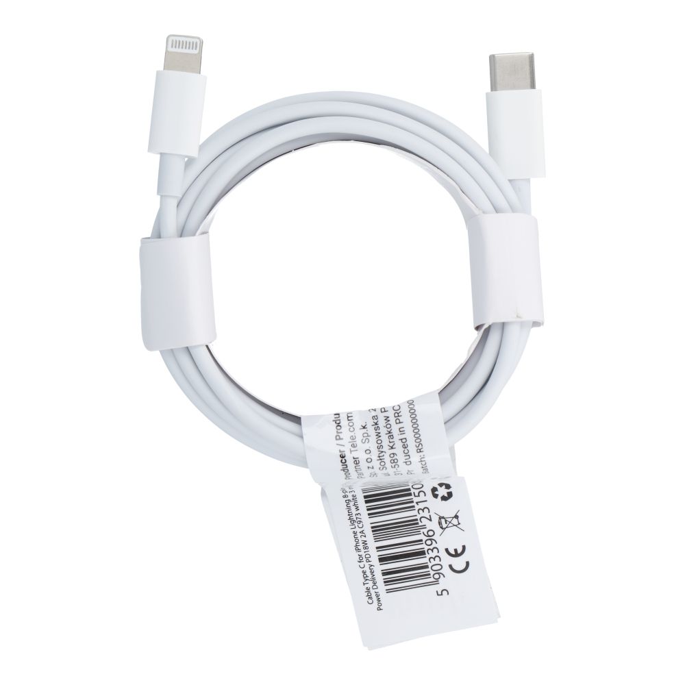 Type C – Lightning PD 2A 18W C973 3 m fehér kábel