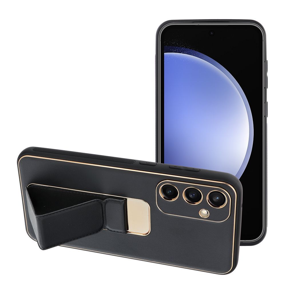 LEATHER CASE KICKSTAND for SAMSUNG S24 FE black