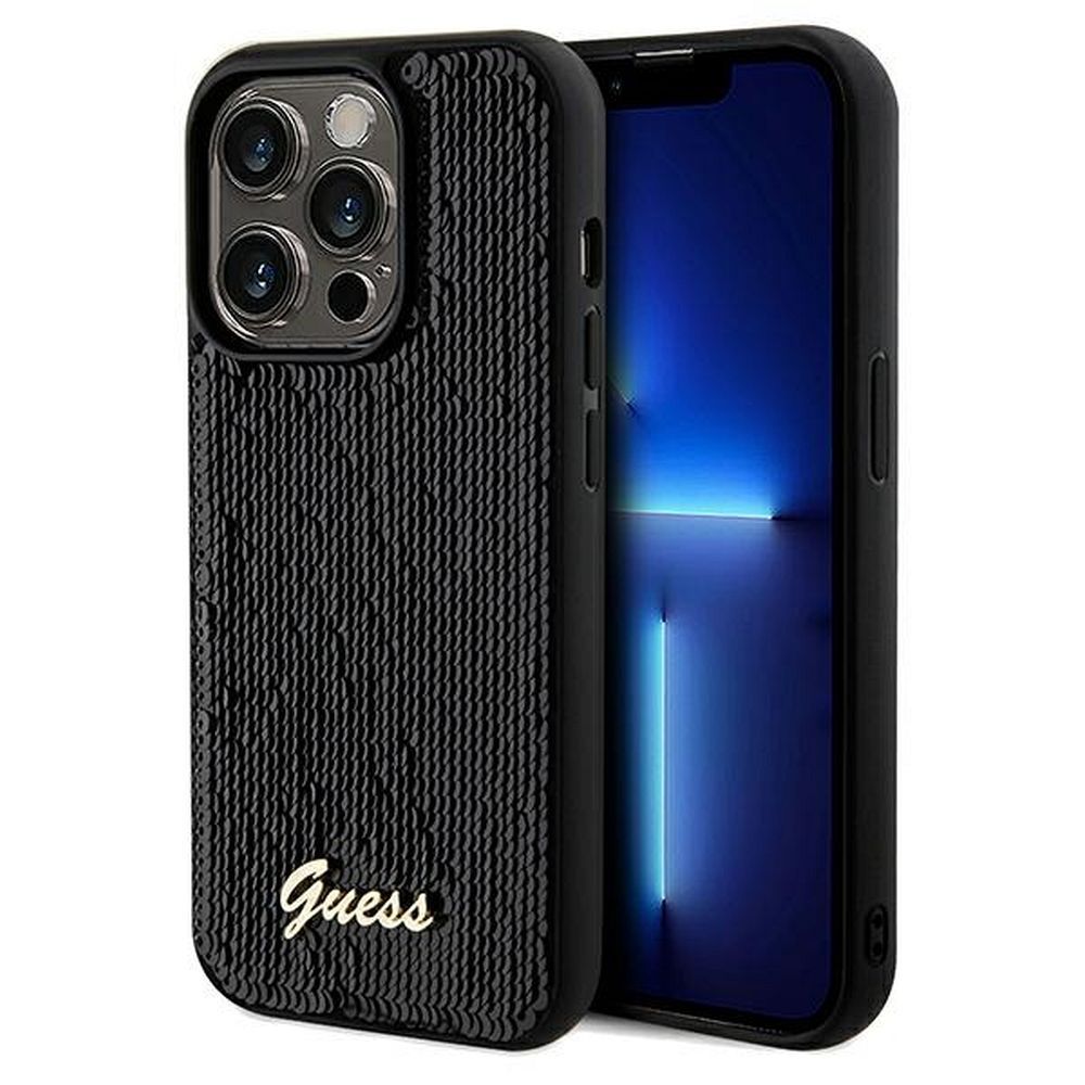 KARL LAGERFELD tok IPHONE 14 Pro GUHCP14LPSFDGSK (Flitterezüst Fém) fekete