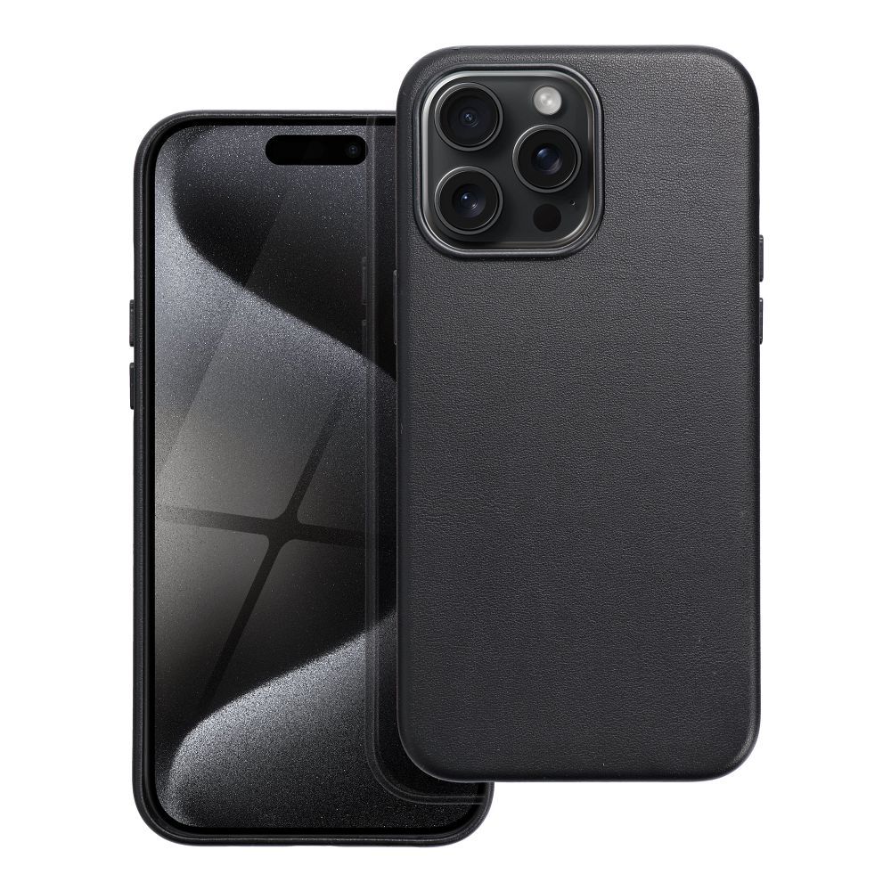LEATHER MAG COVER case for IPHONE 15 Pro Max black