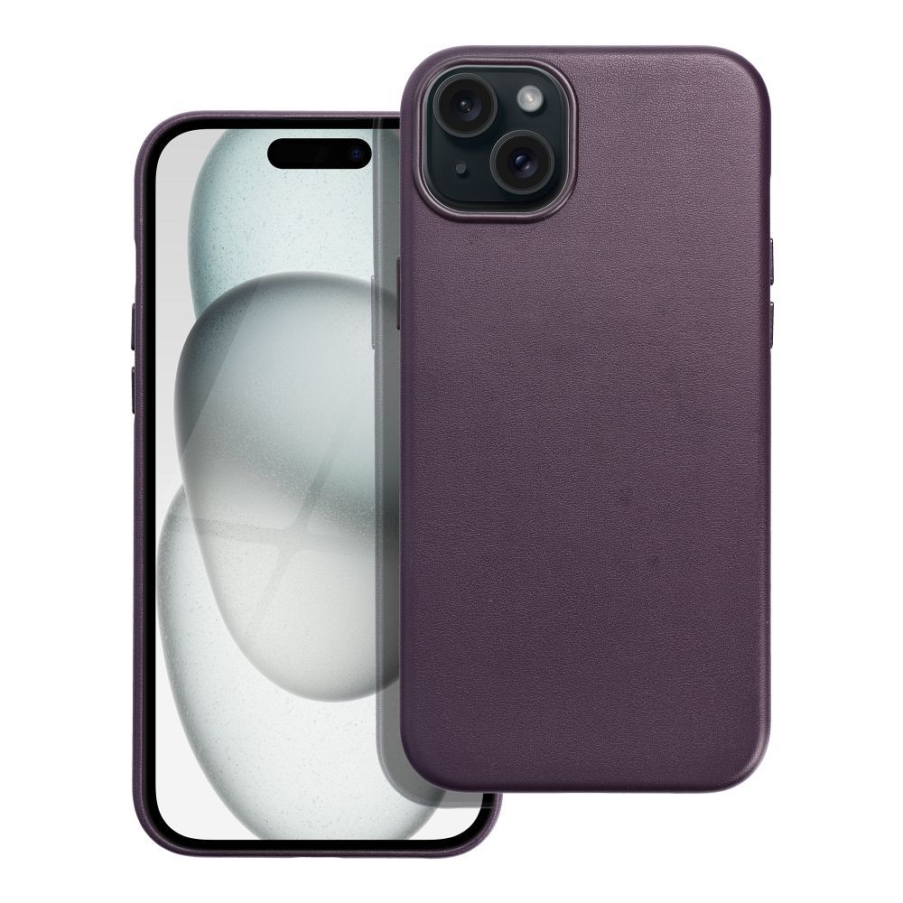 Bőr MAG COVER tok IPHONE 15 Plus sötétlila