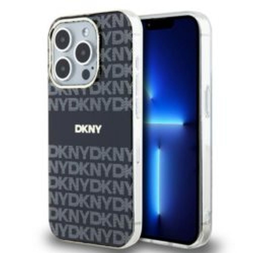 DKNY tok IPHONE 14 Pro-hoz, MagSafe kompatibilis DKHMP14LHRHSEK (DKNY HC MagSafe PC TPU Ismétlődő Textúra Mintával és Csíkkal) fekete