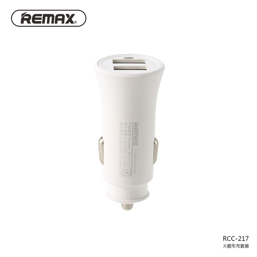 REMAX autós töltő ROCKET 2xUSB 2,4A RCC217 fehér