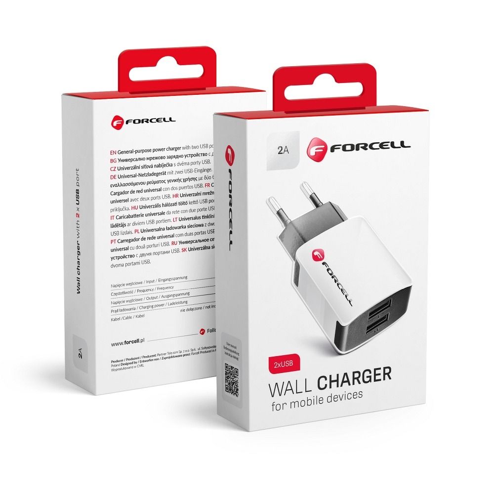 FORCELL Univerzális Utazó Töltő 2A 2xUSB Csatlakozóval