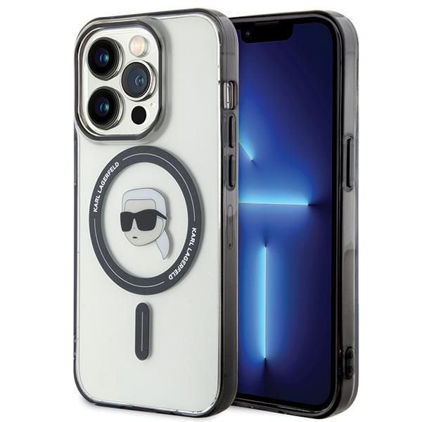 KARL LAGERFELD tok IPHONE 15 Pro KLHMP15LHKHNOTK (Karl Head + MAG) átlátszó