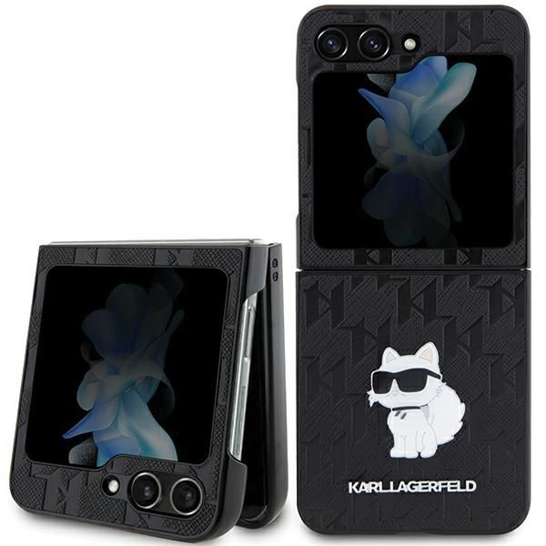 KARL LAGERFELD tok SAMSUNG Z Flip 5 KLHCZF5SAPCHNPK (Saffiano Mono Choupette PIN) fekete