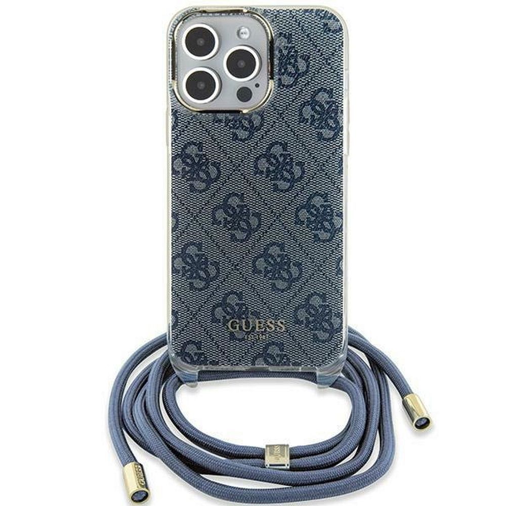 GUESS tok IPHONE 15 GUHCP15SHC4SEB (Crossbody Cord 4G Print) kék
