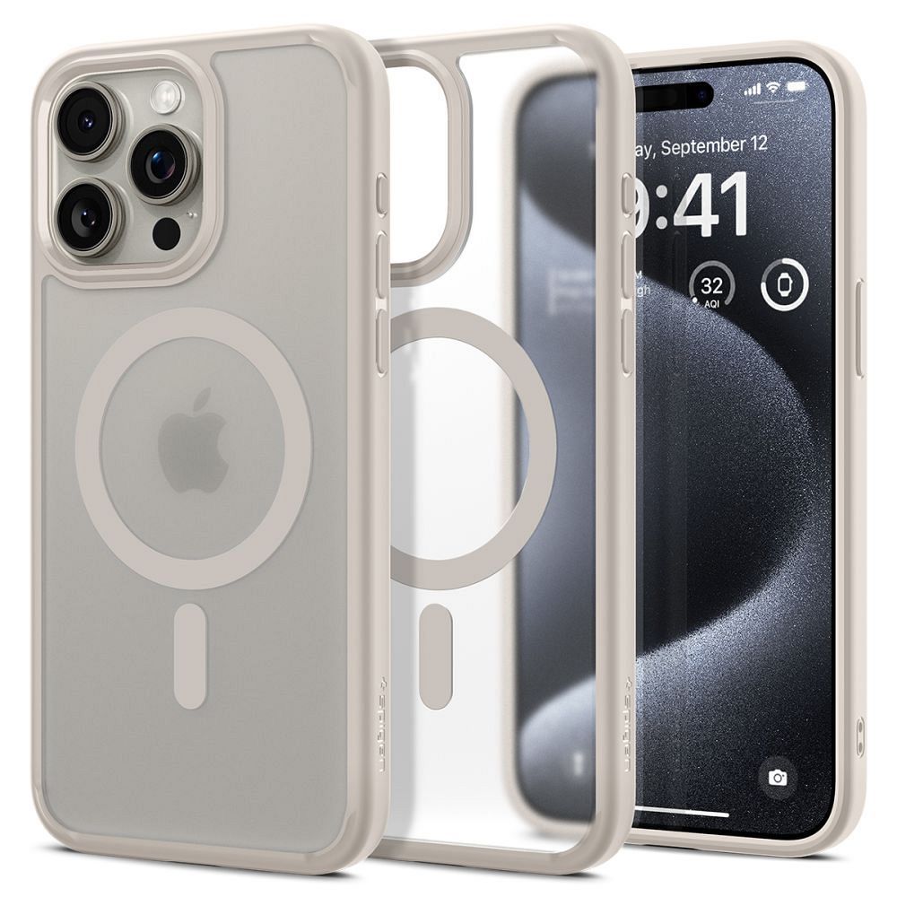 SPIGEN Ultra Hybrid Mag kompatibilis MAGSAFE-vel IPHONE 15 PRO MAX fagyasztott természetes titán