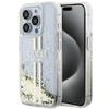 GUESS futerał do IPHONE 15 Pro Max GUHCP15XLFCSEGT (Liquid Glitter Gold Stripes) transparentny