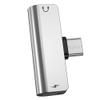 Adapter AUX 2w1 USB C do Jack 3,5 mm / USB C Hoco LS26 srebrny