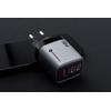 Ładowarka sieciowa do telefonu Forcell F-Energy GaN III 2 x USB C + USB A QC4.0 3,45A PD 70W SAM SFC2.0 z wyświetlaczem LCD VT-37 szara