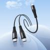 Kabel 2w1 USB C do USB C+C Hoco 1 m X123 czarny