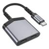 Adapter AUX 2w1 USB C do 2 x USB C Hoco 27W LS40 szary