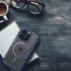 Etui z klapką na iPhone 15 PRO MAX Smart Mag zgodne z MagSafe niebieskie