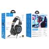 Słuchawki przewodowe nauszne Hoco gamingowe USB A + Jack 3,5 mm gamingowe 2 m W110 czarne