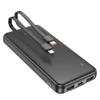 Powerbank Hoco 10000 mAh 2A z wbudowanymi kablami USB C + Lightning J118 czarny