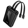 Powerbank 10000 mAh QC PD 22,5W z wbudowanymi kablami USB C + Lightning Hoco J162 czarny