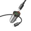 Ładowarka samochodowa Hoco USB A + USB C QC3.0 PD 3A 43W + kabel USB C do Lightning NZ16A szara