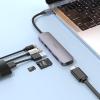 Adapter HUB 6w1 (HDTV+USB 3.0+USB 2.0+SD+TF+PD) USB-C Hoco HB28 czarny