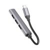 Adapter HUB 4w1 (USB 3.0+USB 2.0 x 3) USB-C Hoco HB26 szary