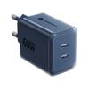 Ładowarka sieciowa do telefonu Forcell F-Energy GaN III Crystal Color 2x USB C AVS SSFC3.0 60W + kabel USB C do USB C VT-60 granatowa 0INT