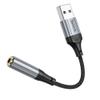 Adapter AUX USB A do Jack 3,5 mm Hoco 0,12 m LS36 czarny