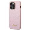 GUESS futerał do IPHONE 14 Pro GUHCP14LHGGSHP (Glitter Flakes Script Metal Logo) różowy