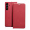 Etui z klapką na Samsung A35 5G Luna Book Carbon czerwone