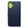 Etui z klapką na iPhone 16 PLUS Fancy Book granatowo-limonkowe