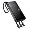 Powerbank 10000 mAh QC PD 2A 22,5W z wbudowanymi kablami USB A + USB C + Lightning + Micro USB Hoco J156 czarny