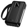 Powerbank 20000 mAh QC PD 22,5W z wbudowanymi kablami USB A + USB C + Lightning + Micro USB oraz dwoma latarkami Hoco J173 czarny