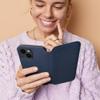 Etui z klapką na Samsung S25 PLUS Dual Pocket Book granatowe