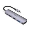 Adapter HUB 5w1 (HDTV+USB 3.0+USB 2.0 x 2+PD) USB-C Hoco HB27 szary