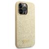 GUESS futerał do IPHONE 14 Pro Max GUHCP14XHGGSHD (Glitter Flakes Script Metal Logo) złoty