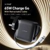 Ładowarka sieciowa X-ONE ChargeGo GaN 65W ze zwijanym kablem USB C i portem typ C - czarna