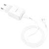 Ładowarka sieciowa do telefonu Hoco USB A 2A 10W + kabel USB A do USB C N2 biała