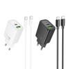 Ładowarka sieciowa do telefonu Hoco USB A + USB C QC3.0 PD 3A 20W + kabel USB C do USB C N61 czarna