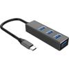 ART adapter HUB 4w1 Typ C HUB USBC-USB3 OEM-C15 czarny